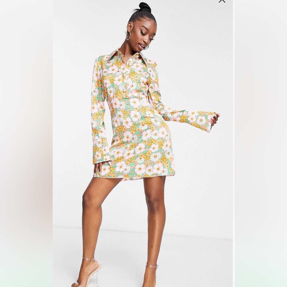 ASOS floral button front mini dress NWT